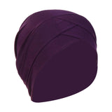 Maxbell Muslim Indian Turban Hat Head Cover Scarf Head Wrap Stretch Bandana Dark Violet