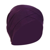 Maxbell Muslim Indian Turban Hat Head Cover Scarf Head Wrap Stretch Bandana Dark Violet