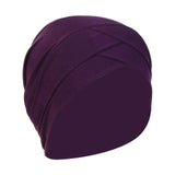 Maxbell Muslim Indian Turban Hat Head Cover Scarf Head Wrap Stretch Bandana Dark Violet