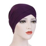 Maxbell Muslim Indian Turban Hat Head Cover Scarf Head Wrap Stretch Bandana Dark Violet