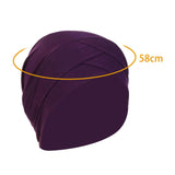 Maxbell Muslim Indian Turban Hat Head Cover Scarf Head Wrap Stretch Bandana Dark Violet