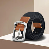 Maxbell Canvas Belt Woven Wide Casual Strap for Trousers Jeans Accessories Travel Black 100cm