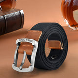 Maxbell Canvas Belt Woven Wide Casual Strap for Trousers Jeans Accessories Travel Black 100cm