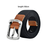 Maxbell Canvas Belt Woven Wide Casual Strap for Trousers Jeans Accessories Travel Black 100cm