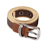 Maxbell Canvas Belt Woven Wide Casual Strap for Trousers Jeans Accessories Travel Khaki 100cm