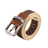 Maxbell Canvas Belt Woven Wide Casual Strap for Trousers Jeans Accessories Travel Khaki 100cm