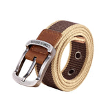 Maxbell Canvas Belt Woven Wide Casual Strap for Trousers Jeans Accessories Travel Khaki 100cm