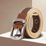 Maxbell Canvas Belt Woven Wide Casual Strap for Trousers Jeans Accessories Travel Khaki 100cm