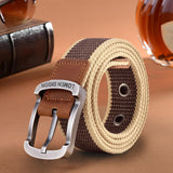 Maxbell Canvas Belt Woven Wide Casual Strap for Trousers Jeans Accessories Travel Khaki 100cm