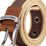 Maxbell Canvas Belt Woven Wide Casual Strap for Trousers Jeans Accessories Travel Khaki 100cm