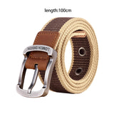 Maxbell Canvas Belt Woven Wide Casual Strap for Trousers Jeans Accessories Travel Khaki 100cm