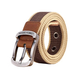Maxbell Canvas Belt Woven Wide Casual Strap for Trousers Jeans Accessories Travel Khaki 120cm