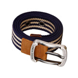 Maxbell Canvas Belt Woven Wide Casual Strap for Trousers Jeans Accessories Travel Blue Stripe 100cm