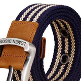 Maxbell Canvas Belt Woven Wide Casual Strap for Trousers Jeans Accessories Travel Blue Stripe 100cm