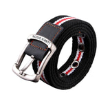 Maxbell Canvas Belt Woven Wide Casual Strap for Trousers Jeans Accessories Travel Red Stripe 100cm