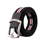 Maxbell Canvas Belt Woven Wide Casual Strap for Trousers Jeans Accessories Travel Red Stripe 100cm