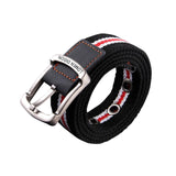 Maxbell Canvas Belt Woven Wide Casual Strap for Trousers Jeans Accessories Travel Red Stripe 100cm