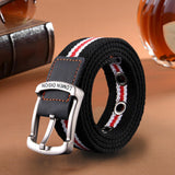 Maxbell Canvas Belt Woven Wide Casual Strap for Trousers Jeans Accessories Travel Red Stripe 100cm