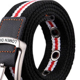 Maxbell Canvas Belt Woven Wide Casual Strap for Trousers Jeans Accessories Travel Red Stripe 100cm