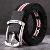 Maxbell Canvas Belt Woven Wide Casual Strap for Trousers Jeans Accessories Travel Red Stripe 100cm