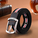 Maxbell Canvas Belt Woven Wide Casual Strap for Trousers Jeans Accessories Travel Red Stripe 110cm