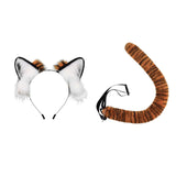 Maxbell Tiger Ears and Tail Set Ears Headband Headdress for Birthdays Carnival