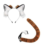Maxbell Tiger Ears and Tail Set Ears Headband Headdress for Birthdays Carnival