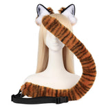 Maxbell Tiger Ears and Tail Set Ears Headband Headdress for Birthdays Carnival