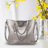 Maxbell Fashion Women Tote Handbag Shoulder Bags Leather for Winter Gray