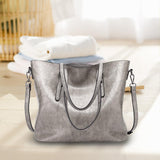 Maxbell Fashion Women Tote Handbag Shoulder Bags Leather for Winter Gray