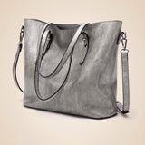 Maxbell Fashion Women Tote Handbag Shoulder Bags Leather for Winter Gray