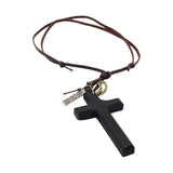 Maxbell Cross Pendant Necklace Durable for Thanksgiving Day Gift for Men Women Black