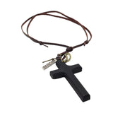 Maxbell Cross Pendant Necklace Durable for Thanksgiving Day Gift for Men Women Black