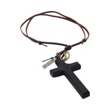 Maxbell Cross Pendant Necklace Durable for Thanksgiving Day Gift for Men Women Black