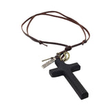 Maxbell Cross Pendant Necklace Durable for Thanksgiving Day Gift for Men Women Black
