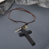 Maxbell Cross Pendant Necklace Durable for Thanksgiving Day Gift for Men Women Black