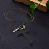 Maxbell Cross Pendant Necklace Durable for Thanksgiving Day Gift for Men Women Black