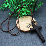 Maxbell Cross Pendant Necklace Durable for Thanksgiving Day Gift for Men Women Black