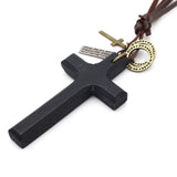Maxbell Cross Pendant Necklace Durable for Thanksgiving Day Gift for Men Women Black
