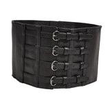 Maxbell Fashion Cincher Corset Waist Training PU Leather Women Elastic Waist Belt