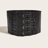 Maxbell Fashion Cincher Corset Waist Training PU Leather Women Elastic Waist Belt