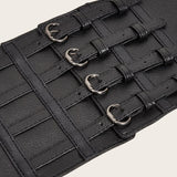 Maxbell Fashion Cincher Corset Waist Training PU Leather Women Elastic Waist Belt