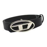 Maxbell Men Women PU Leather Belt Waist Belt Waistband Letter D Snap Buckle Trendy Black