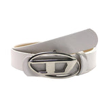 Maxbell Men Women PU Leather Belt Waist Belt Waistband Letter D Snap Buckle Trendy White