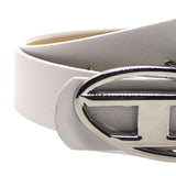 Maxbell Men Women PU Leather Belt Waist Belt Waistband Letter D Snap Buckle Trendy White