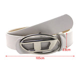 Maxbell Men Women PU Leather Belt Waist Belt Waistband Letter D Snap Buckle Trendy White