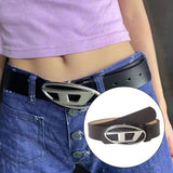 Maxbell Men Women PU Leather Belt Waist Belt Waistband Letter D Snap Buckle Trendy Brown