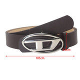 Maxbell Men Women PU Leather Belt Waist Belt Waistband Letter D Snap Buckle Trendy Brown