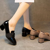 Maxbell Women's Low Chunky Heel Shoes Fashion Square Toe for Leisure Wedding Party 36 Black