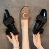 Maxbell Women's Low Chunky Heel Shoes Fashion Square Toe for Leisure Wedding Party 38 Black